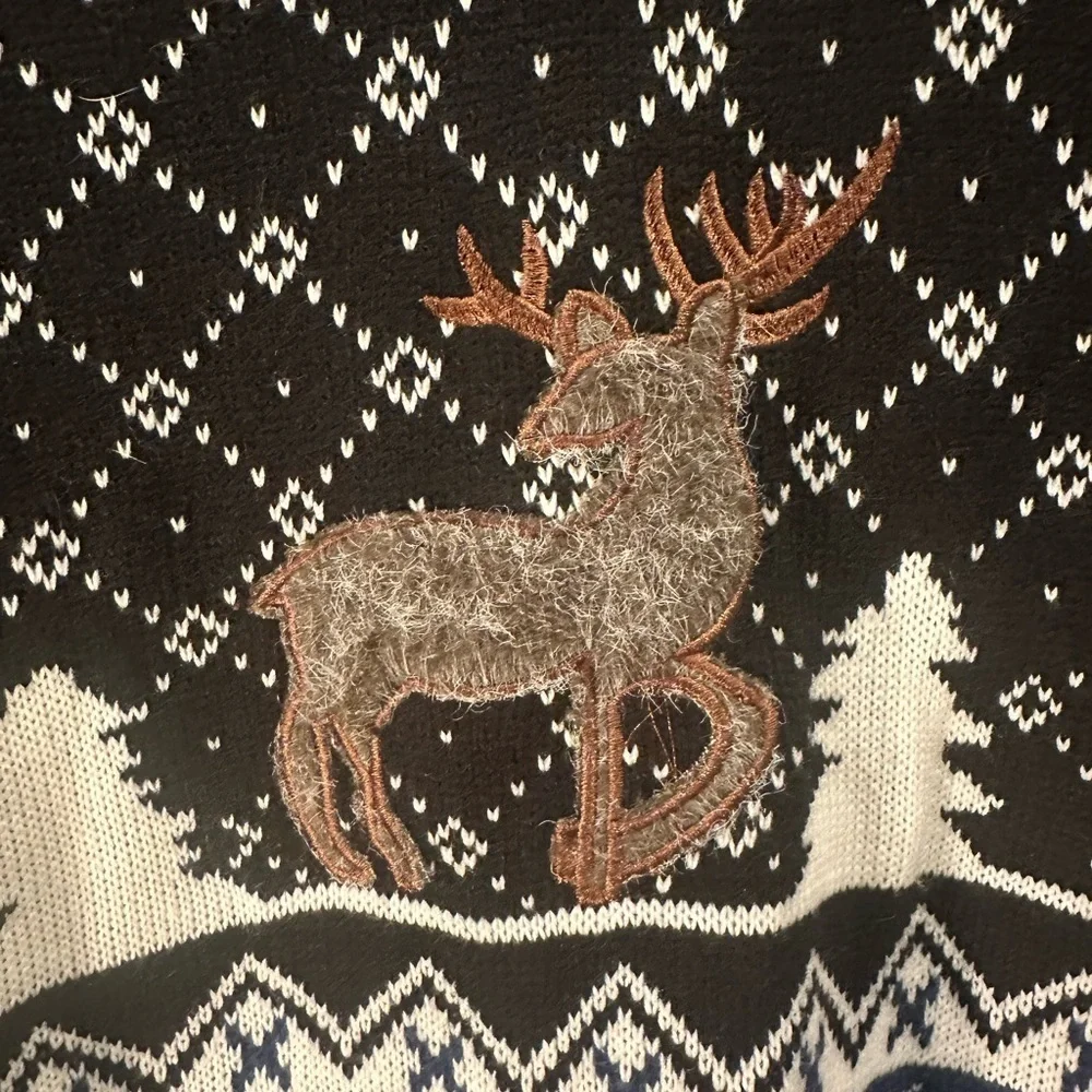 Men’s Black and Blue Reindeer Crewneck Sweater